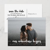 Ons avontuur Save the Date moderne chique foto Aankondigingskaart (Voorkant / Achterkant)