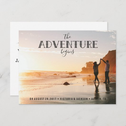 Ons avontuur sparen de Datum Foto HIPSTER Aankondigingskaart (Voorkant / Achterkant)