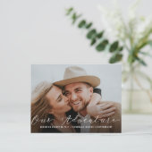 Ons avontuur | Trouwen Bewaar de datumfoto Aankondigingskaart (Staand voorkant)
