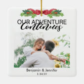 Ons avontuur zet douane-paar 2 foto voort keramisch ornament (Achterkant)