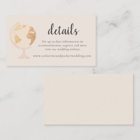 Ons avontuurlijk wereldwijd Wereldbol Map Travel G Informatiekaartje (Voorkant / Achterkant)