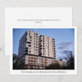 Ons bedrijf heeft aangepaste bouwfoto verplaatst aankondiging (Voorkant / Achterkant)