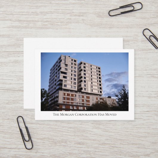 Ons bedrijf heeft aangepaste bouwfoto verplaatst visitekaartje (Voorkant / Achterkant in situ)