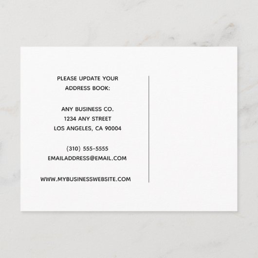 Ons bedrijf heeft bedrijfsadreswijziging doorgevoe aankondigingskaart (Achterkant)