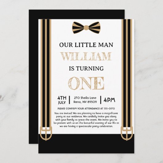 Ons beruchte kleine Man eerste verjaardagsfeestje Kaart (Voorkant / Achterkant)