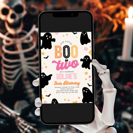 Ons boek is twee Halloween-uitnodigingen Kaart