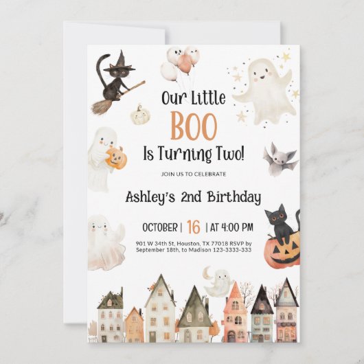 Ons boekje wordt twee | Halloween-verjaardag Kaart (Voorkant)