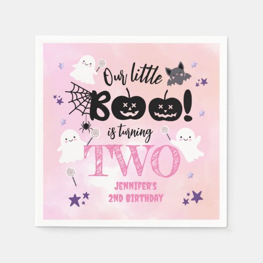 Ons boekje wordt twee! Halloween-verjaardag Servet (Voorkant)