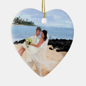 Ons bruiloft Roze Damask zwemt Foto Ornament (Rechts)