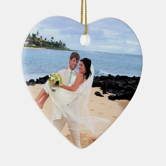 Ons bruiloft Roze Damask zwemt Foto Ornament (Rechts)