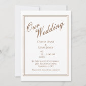 Ons bruiloft van de Witte Modern Elegant Wedding Kaart (Voorkant)