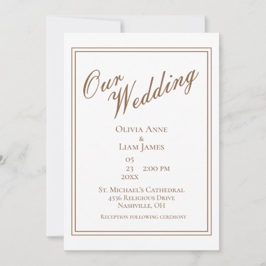 Ons bruiloft van de Witte Modern Elegant Wedding Kaart (Voorkant)