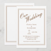 Ons bruiloft van de Witte Modern Elegant Wedding Kaart (Voorkant / Achterkant)