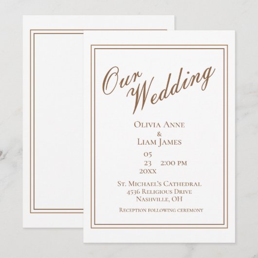 Ons bruiloft van de Witte Modern Elegant Wedding Kaart (Voorkant / Achterkant)