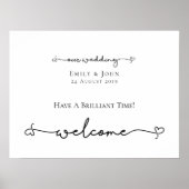Ons bruiloft Welkome Woorden Swashes Script Sign Poster (Voorkant)