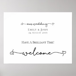 Ons bruiloft Welkome Woorden Swashes Script Sign Poster
