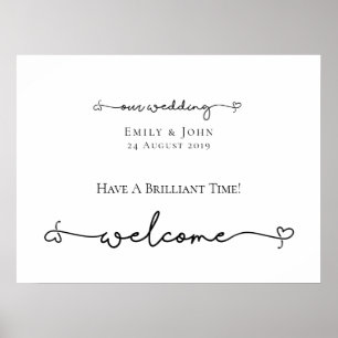 Ons bruiloft Welkome Woorden Swashes Script Sign Poster