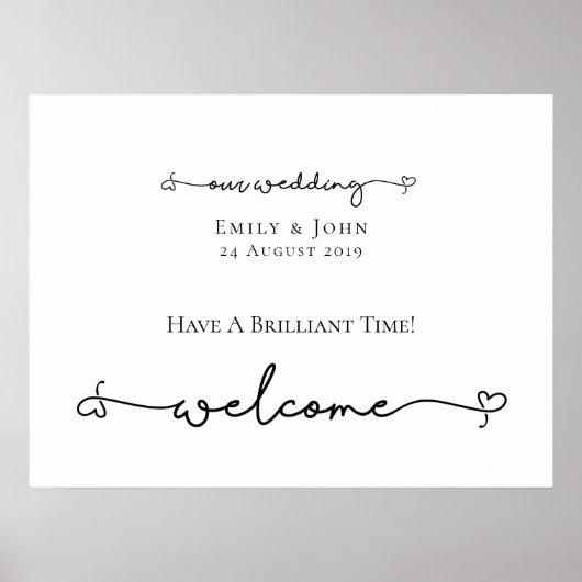Ons bruiloft Welkome Woorden Swashes Script Sign Poster (Voorkant)