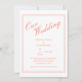 Ons bruiloft Wit Peach Modern Elegant Wedding Kaart (Voorkant)