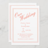 Ons bruiloft Wit Peach Modern Elegant Wedding Kaart (Voorkant / Achterkant)