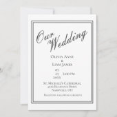 Ons bruiloft witte zwarte moderne huwelijk kaart (Voorkant)