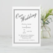 Ons bruiloft witte zwarte moderne huwelijk kaart (Staand voorkant)