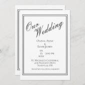 Ons bruiloft witte zwarte moderne huwelijk kaart (Voorkant / Achterkant)