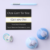 Ons cadeau aan u krijgt 10% korting op zwart-wit flyer (Enkel)