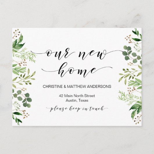 Ons droomhuis, Greenery, Moving Announcement Briefkaart (Voorkant)