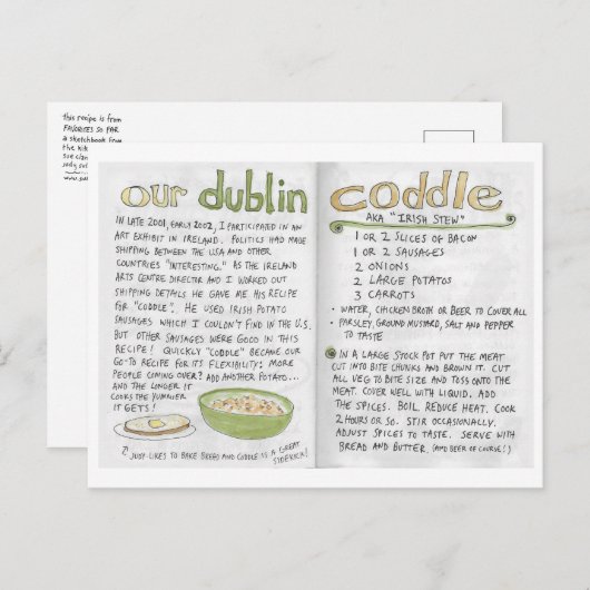 Ons Dublin Coddle-recept briefkaart (Voorkant / Achterkant)