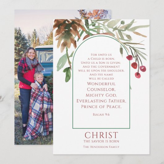 Ons Een kind wordt geboren met Kerstmis Feestdagenkaart (Voorkant / Achterkant)