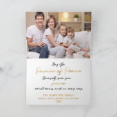 Ons Een kind wordt met handgeschreven Gold Kerstmi Feestdagen Kaart (Binnen)