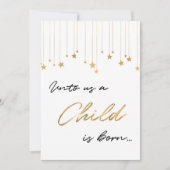 Ons Een kind wordt met handgeschreven Gold Kerstmi Feestdagenkaart (Voorkant)