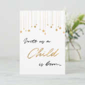 Ons Een kind wordt met handgeschreven Gold Kerstmi Feestdagenkaart (Staand voorkant)