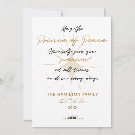 Ons Een kind wordt met handgeschreven Gold Kerstmi Feestdagenkaart (Achterkant)