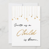 Ons Een kind wordt met handgeschreven gouden kerst Kaart (Voorkant)