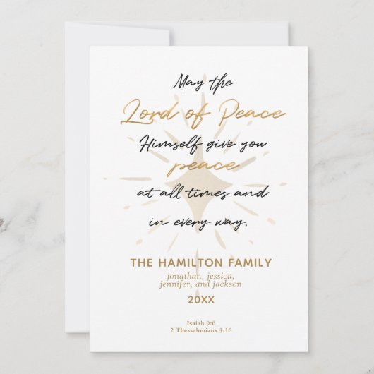 Ons Een kind wordt met handgeschreven gouden kerst Kaart (Achterkant)