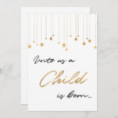 Ons Een kind wordt met handgeschreven gouden kerst Kaart (Voorkant / Achterkant)