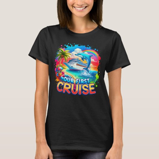 Ons eerste cruiseschip Dolphin Rainbow T-shirt (Voorkant)