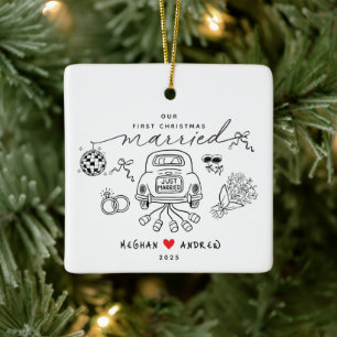 Ons eerste gehuwde kerstfoto Ornament