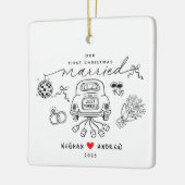 Ons eerste gehuwde kerstfoto Ornament (Links)