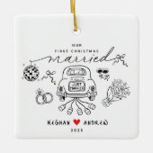 Ons eerste gehuwde kerstfoto Ornament (Voorkant)