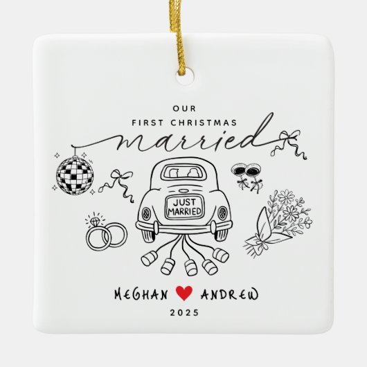 Ons eerste gehuwde kerstfoto Ornament (Voorkant)