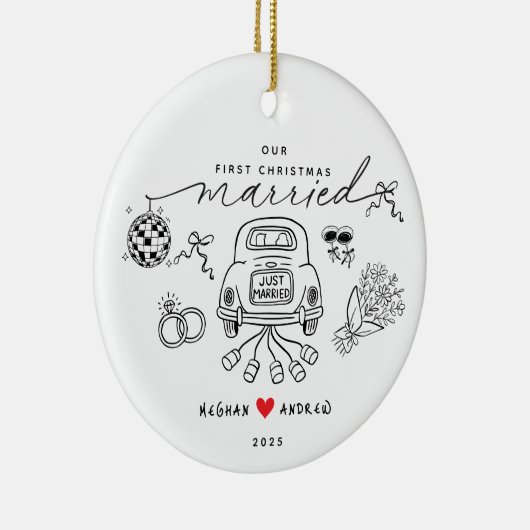 Ons eerste gehuwde kerstfoto Ornament (Rechts)