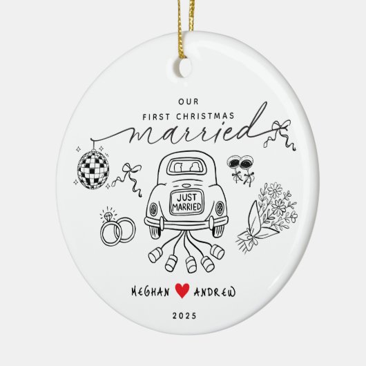 Ons eerste gehuwde kerstfoto Ornament (Links)