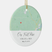 Ons eerste gepersonaliseerde Kus-keramisch Ornamen Keramisch Ornament (Rechts)