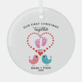 Ons eerste getrouwde Ornament, gepersonaliseerd en Glas Ornament (Voorkant)