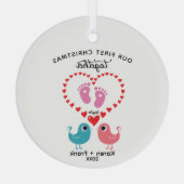 Ons eerste getrouwde Ornament, gepersonaliseerd en Glas Ornament (Achterkant)