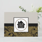 ons eerste huis (damask) kaart (Staand voorkant)