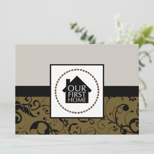 ons eerste huis (damask) kaart (Staand voorkant)